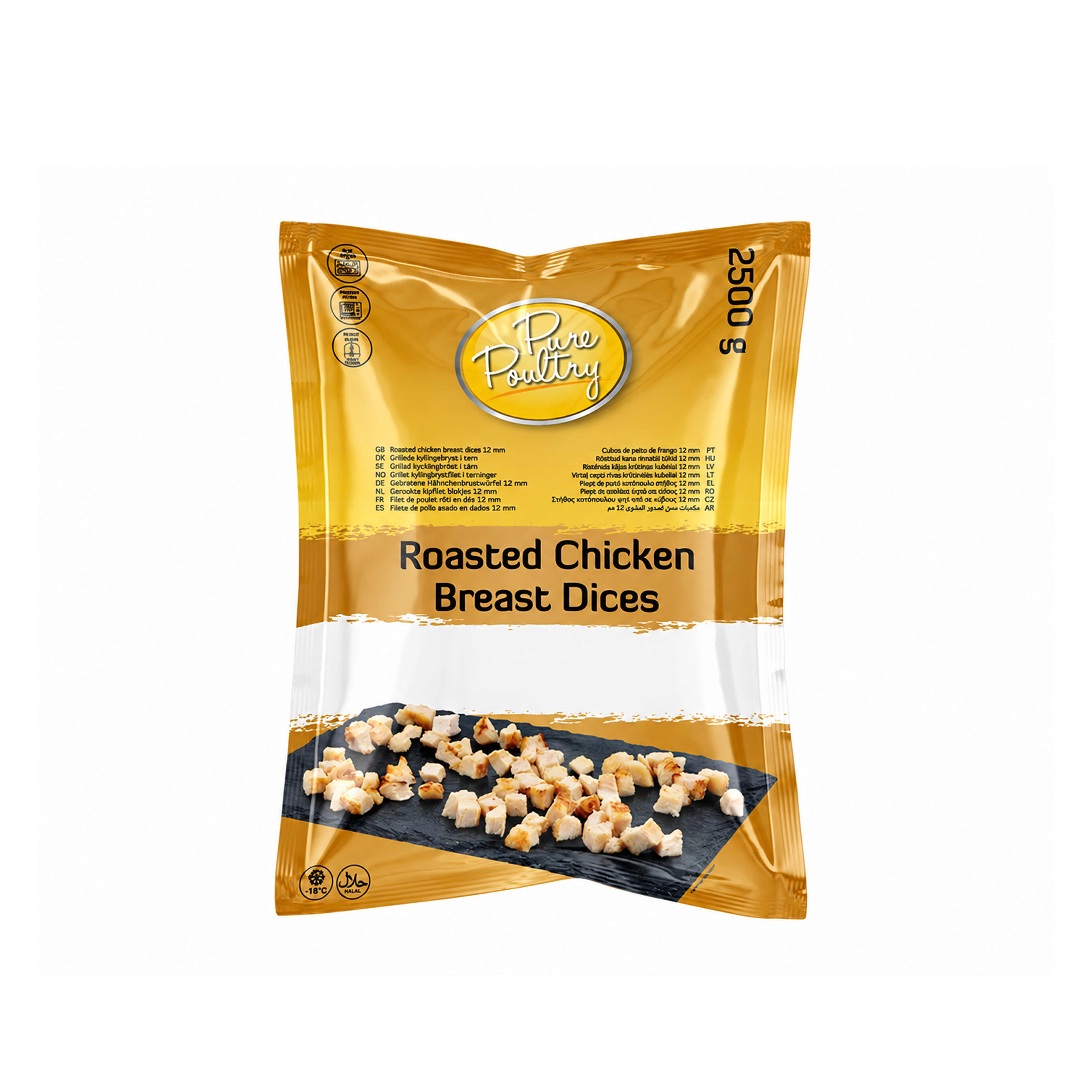 Pure Poultry Roasted Chicken Breast Dices - IQF - 2.5 kg